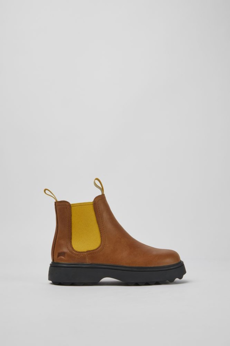 Kids CamperLab Boots | Light Brown And Yellow Ankle Boots