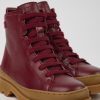 Kids CamperLab Boots | Burgundy Leather Lace-Up Boots