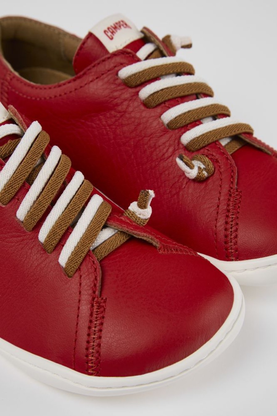 Kids CamperLab Hook And Loop | Red Leather Slip-On