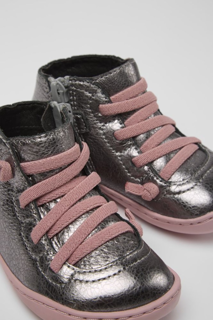 Kids CamperLab Boots | Silver Leather Boots