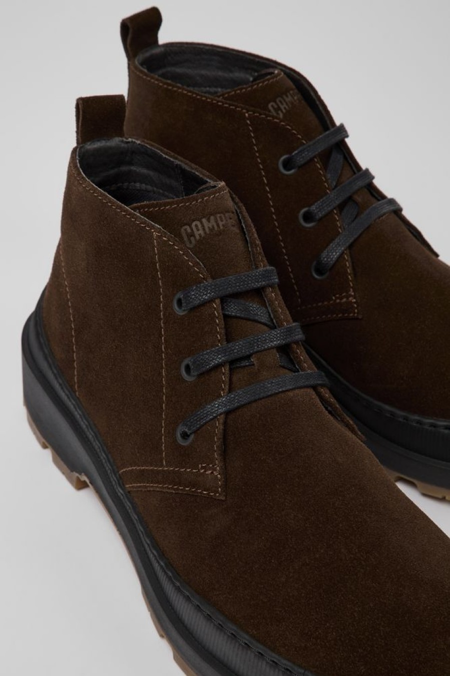 Men CamperLab Formal Shoes | Brown Nubuck Ankle Boots For Men