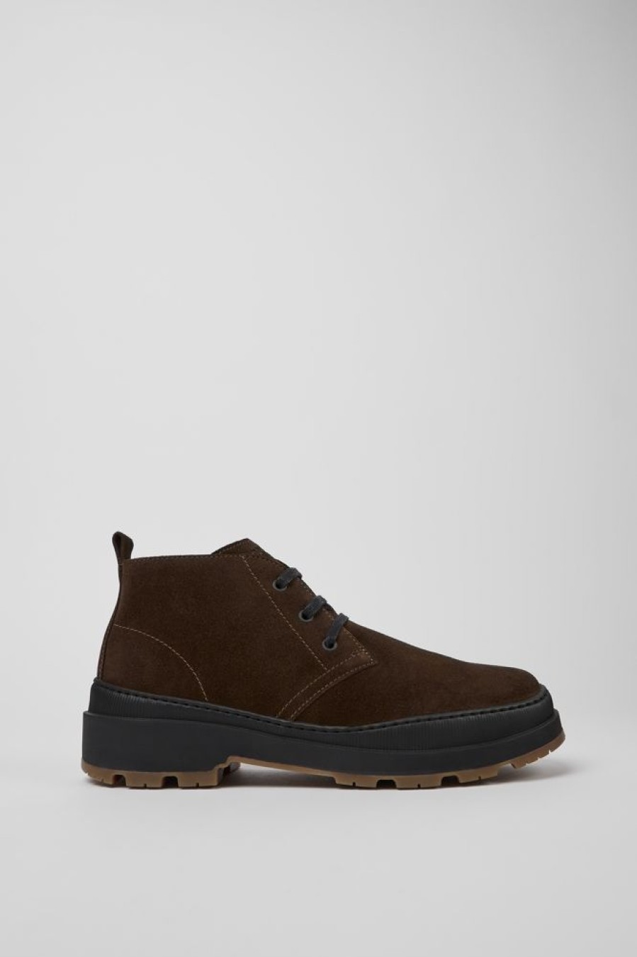 Men CamperLab Formal Shoes | Brown Nubuck Ankle Boots For Men