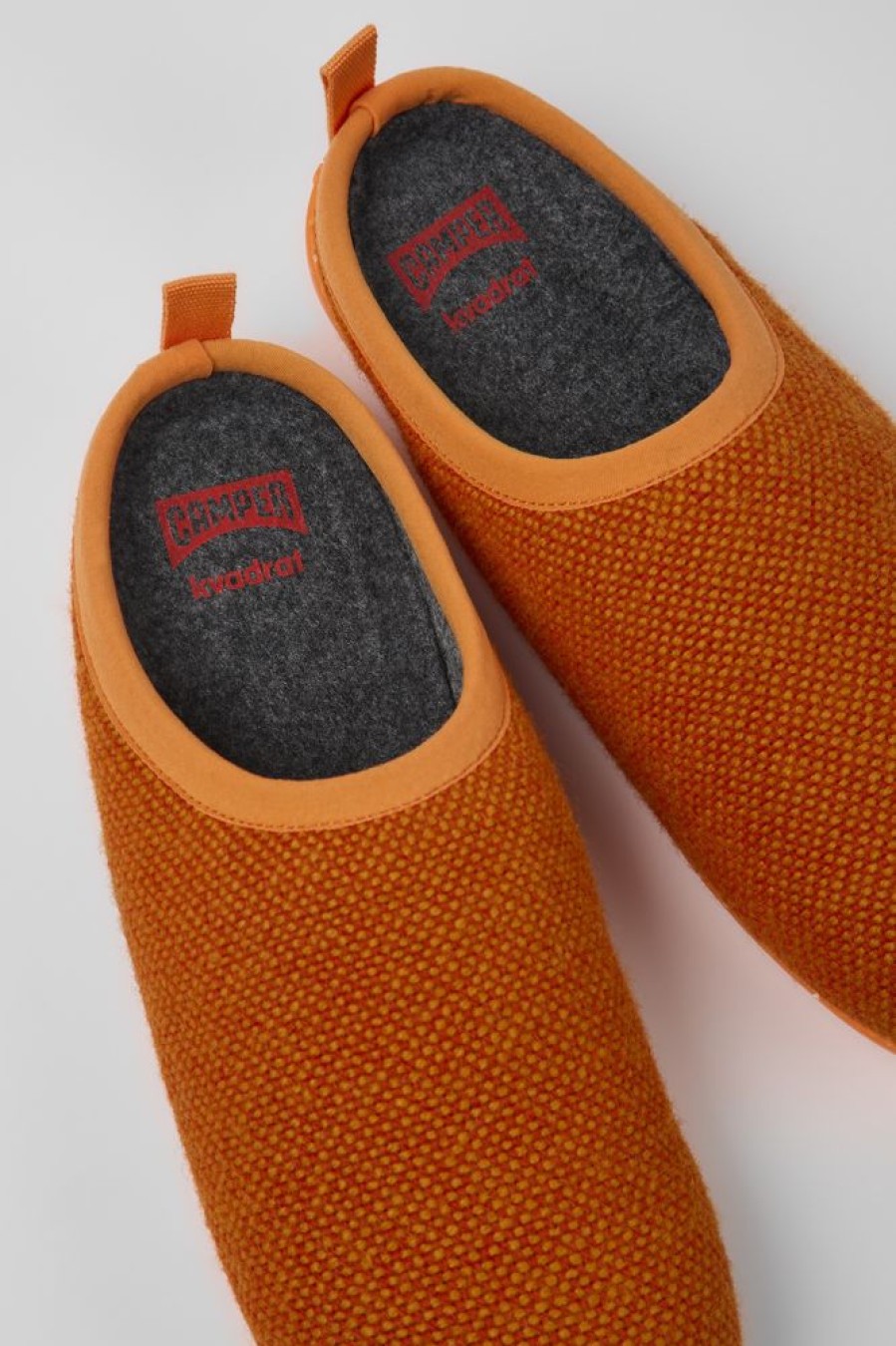 Women CamperLab Slippers | Orange Wool And Viscose Slippers For Women