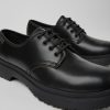 Men CamperLab Formal Shoes | Black Leather Lace-Up Shoes For Men