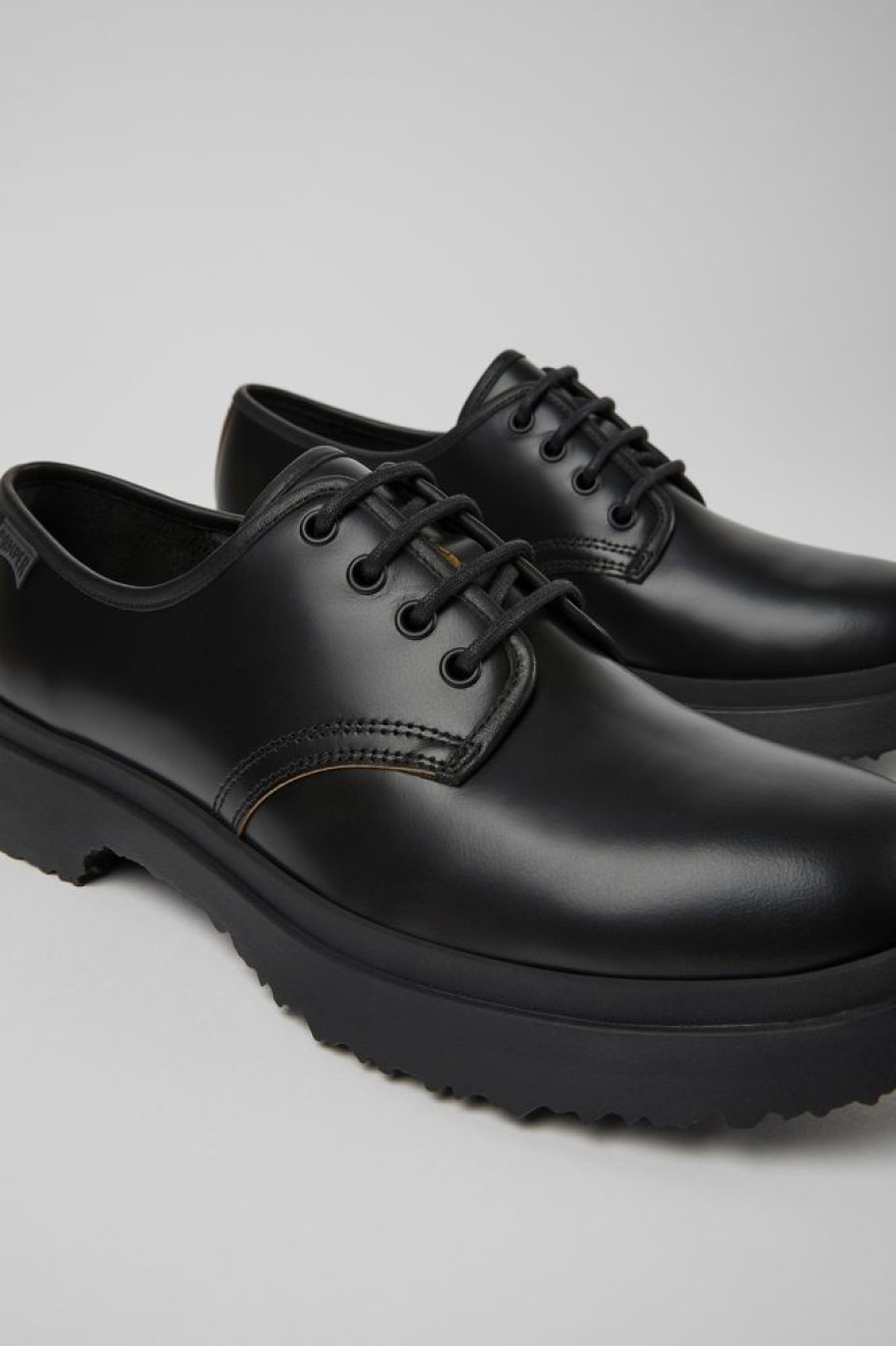 Men CamperLab Formal Shoes | Black Leather Lace-Up Shoes For Men