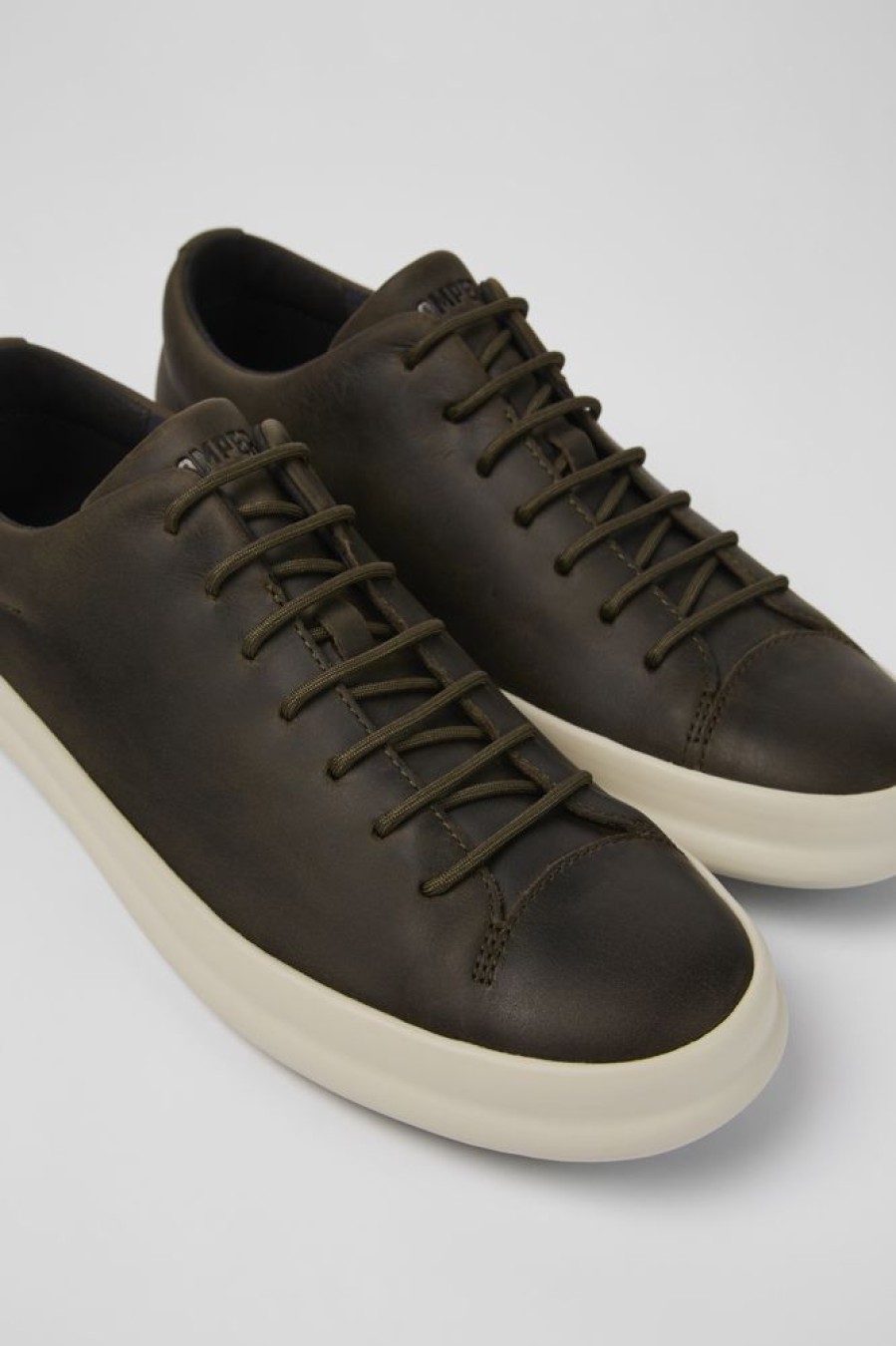 Men CamperLab Casual Shoes | Green-Gray Leather Shoes For Men