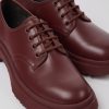 Women CamperLab Formal Shoes | Burgundy Leather Lace-Up Shoes For Women