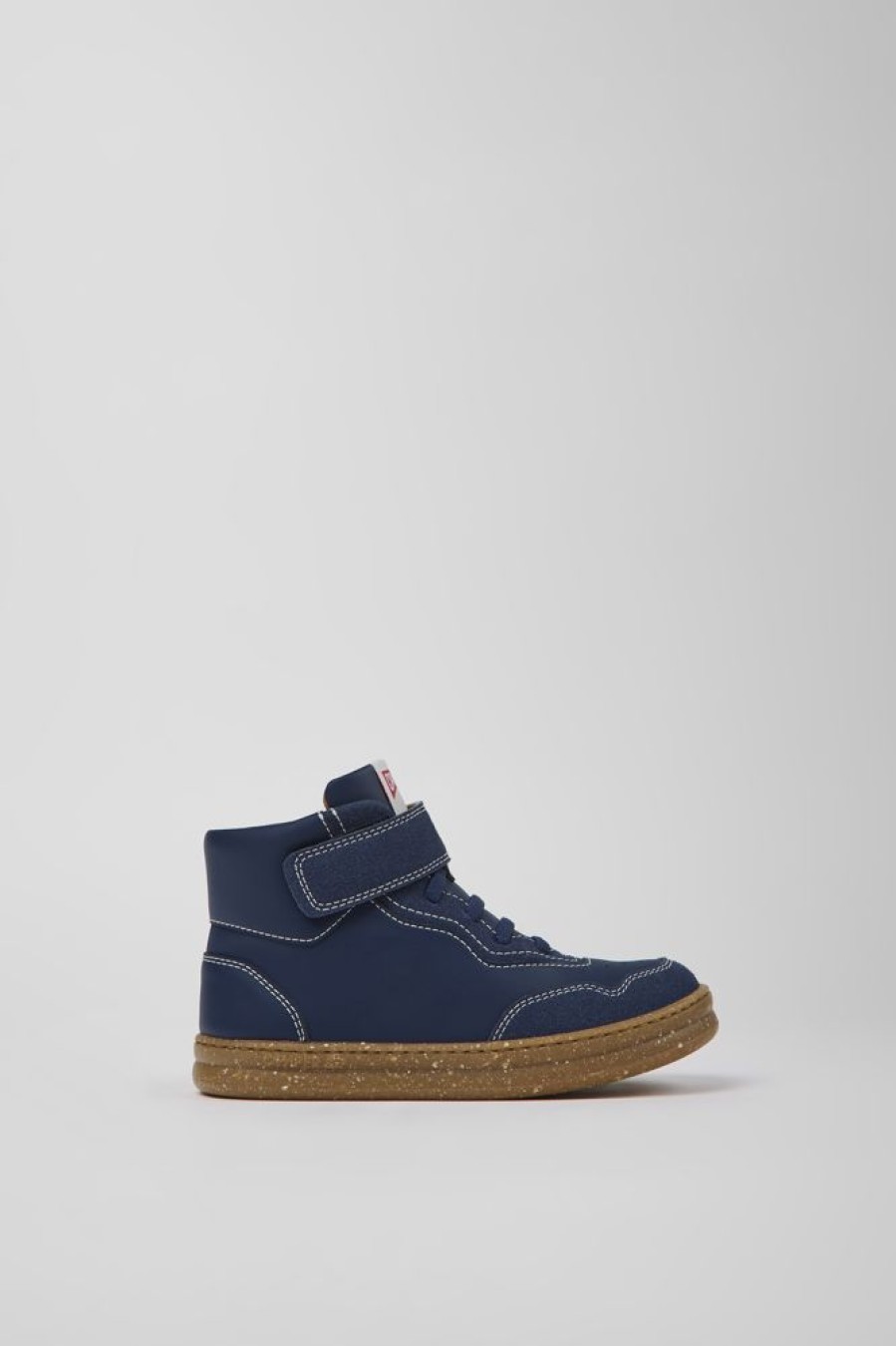 Kids CamperLab Sneakers | Dark Blue Leather And Nubuck Ankle Boots For Kids