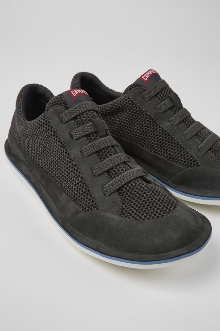 Men CamperLab Casual Shoes | Gray Textile And Nubuck Shoes For Men