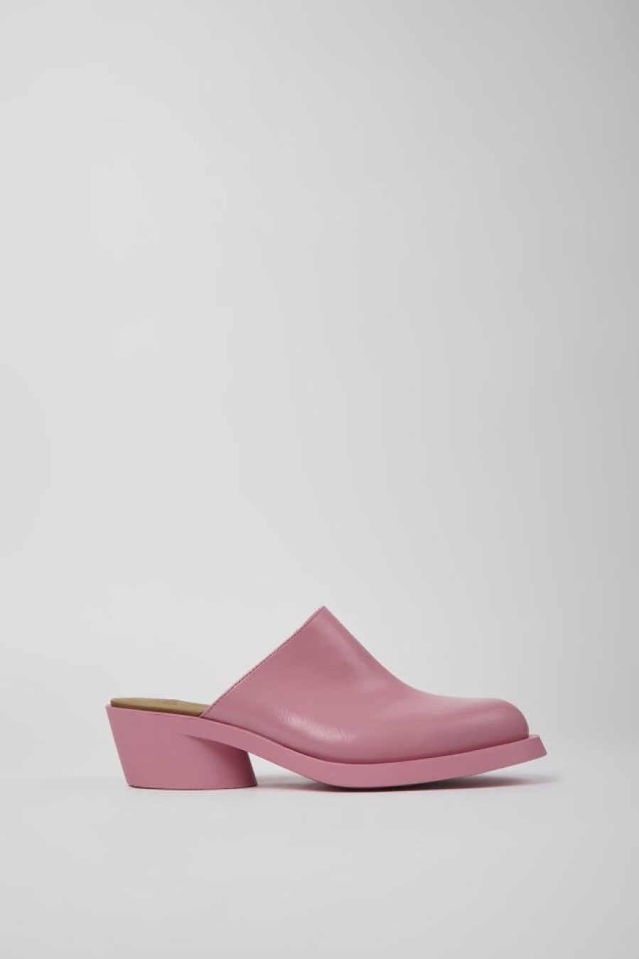 Women CamperLab Heels | Pink Leather Mules For Women