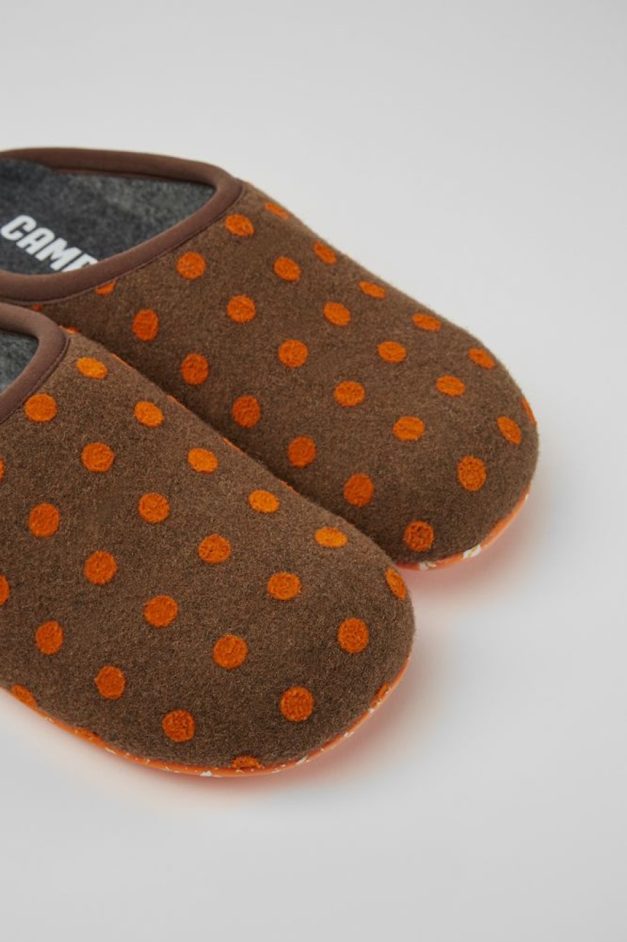 Men CamperLab Slippers | Brown And Orange Wool Slippers For Men