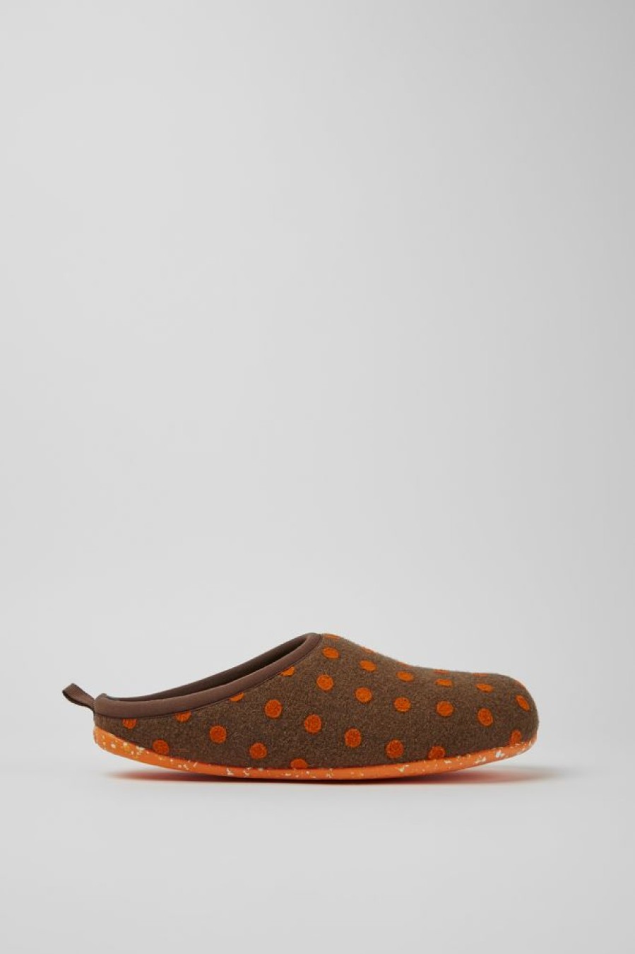 Men CamperLab Slippers | Brown And Orange Wool Slippers For Men