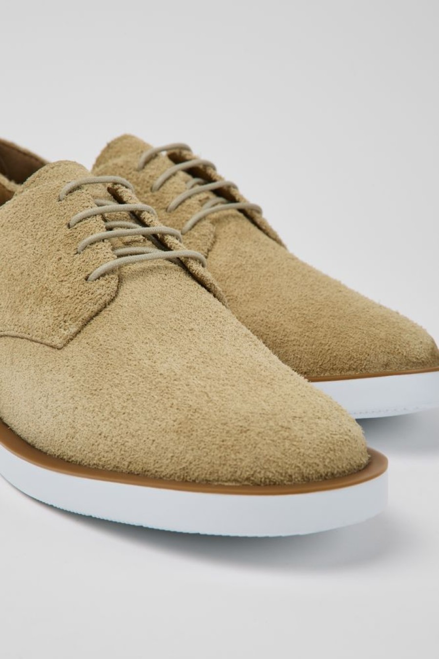 Men CamperLab Formal Shoes | Beige Nubuck Shoes For Men