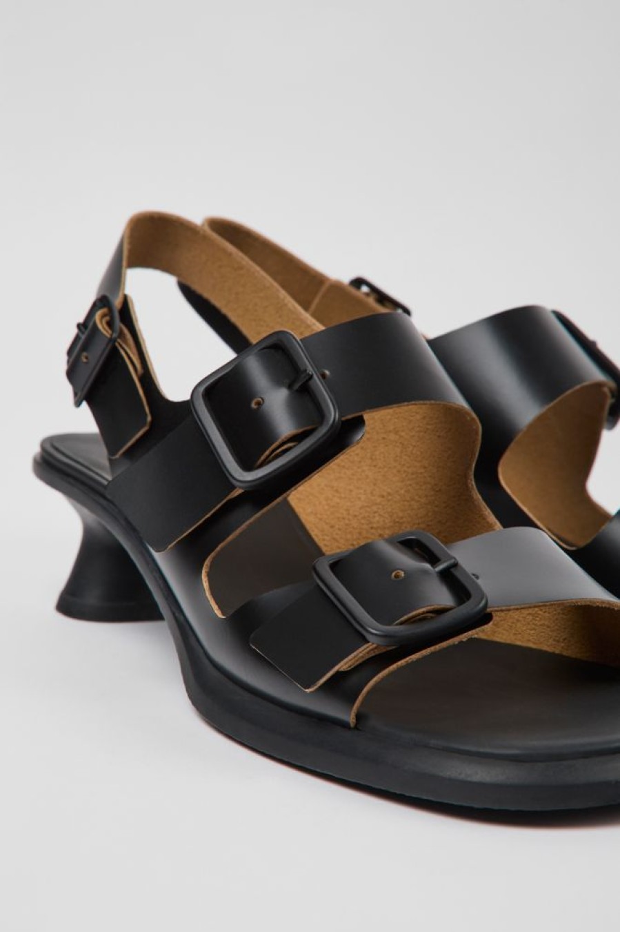 Women CamperLab Heels | Black Leather Sandals For Women