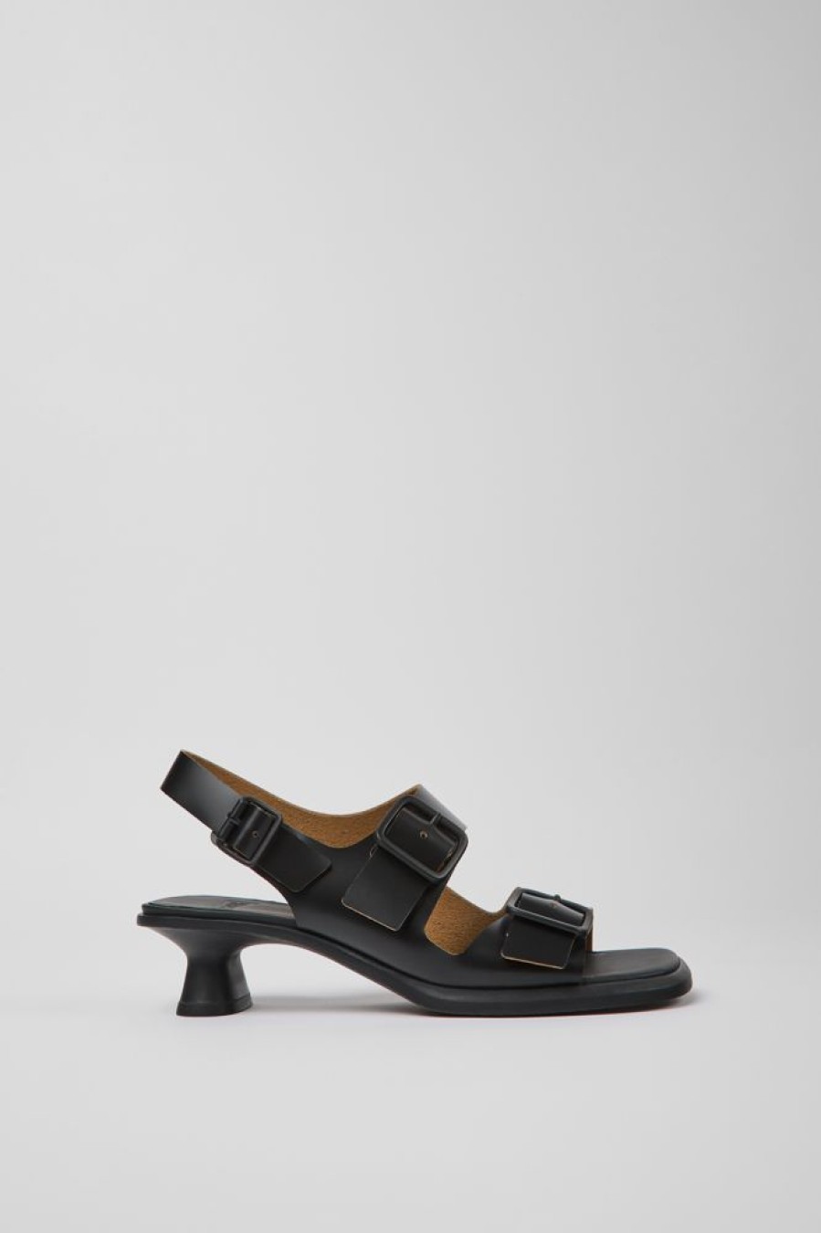 Women CamperLab Heels | Black Leather Sandals For Women