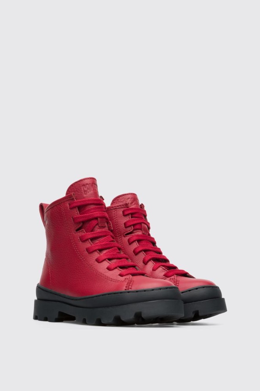 Kids CamperLab Boots | Red Lace Up Ankle Boot For Kids