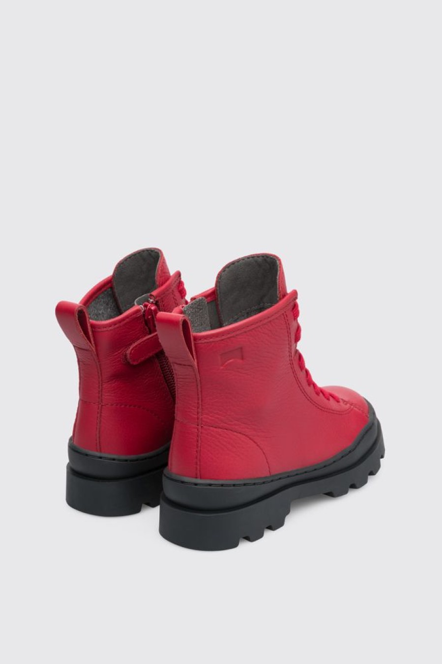 Kids CamperLab Boots | Red Lace Up Ankle Boot For Kids