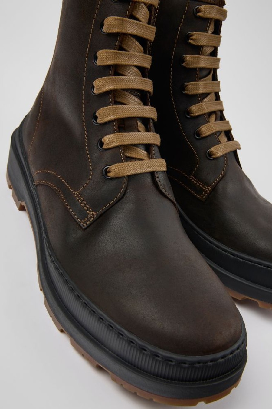 Men CamperLab Ankle Boots | Brown Nubuck Medium Boots For Men