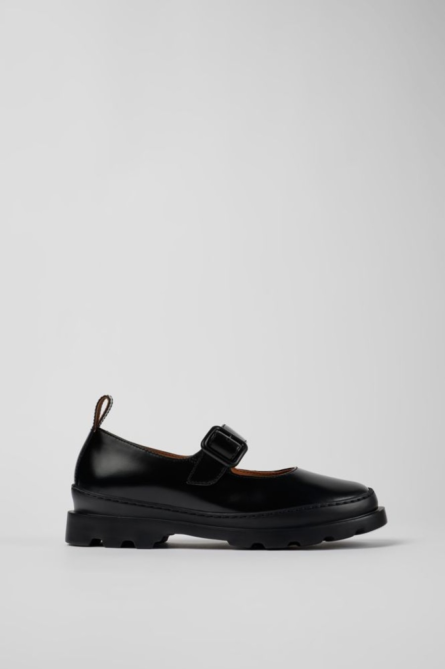 Women CamperLab Formal Shoes | Black Leather Mary Jane Flats For Women