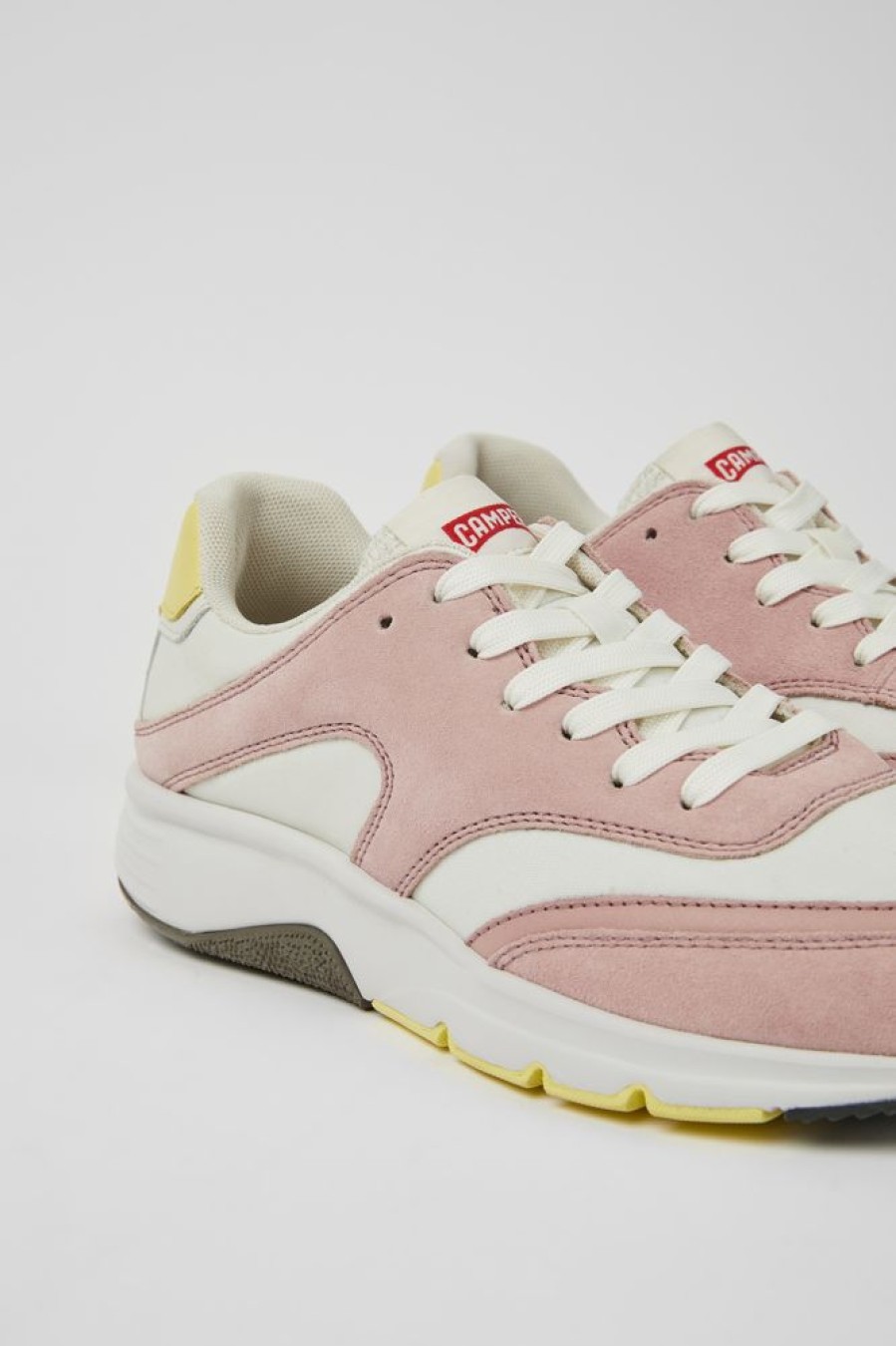 Women CamperLab Sneakers | White And Pink Textile And Nubuck Sneakers For Women