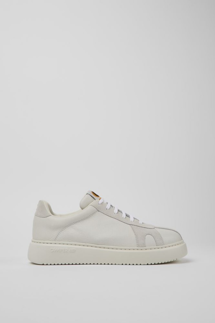 Men CamperLab Sneakers | White Non-Dyed Leather And Nubuck Sneakers For Men