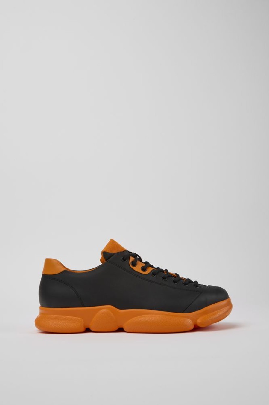 Men CamperLab Sneakers | Black And Orange Leather Shoes For Men