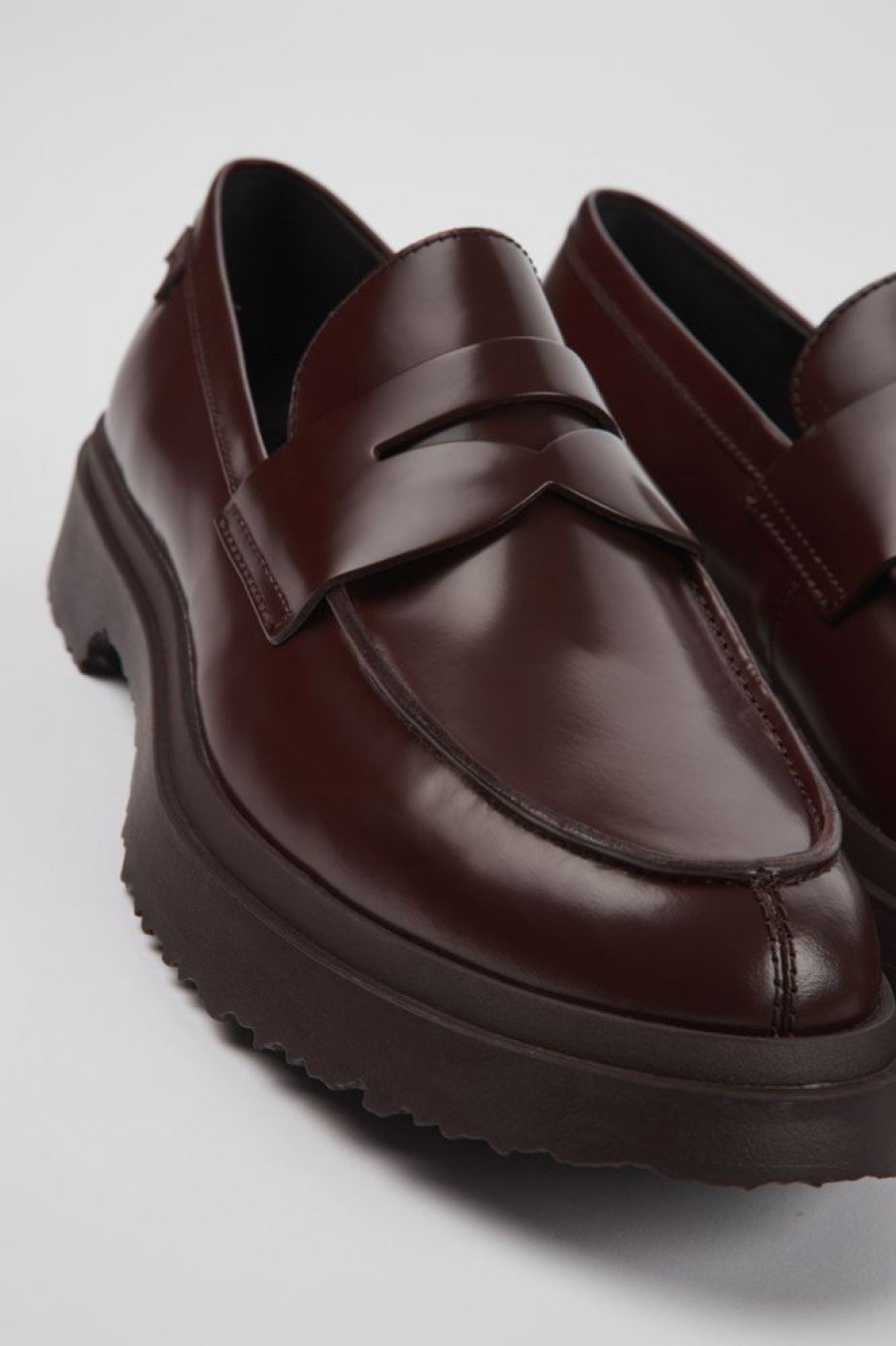 Men CamperLab Formal Shoes | Burgundy Leather Loafers For Men