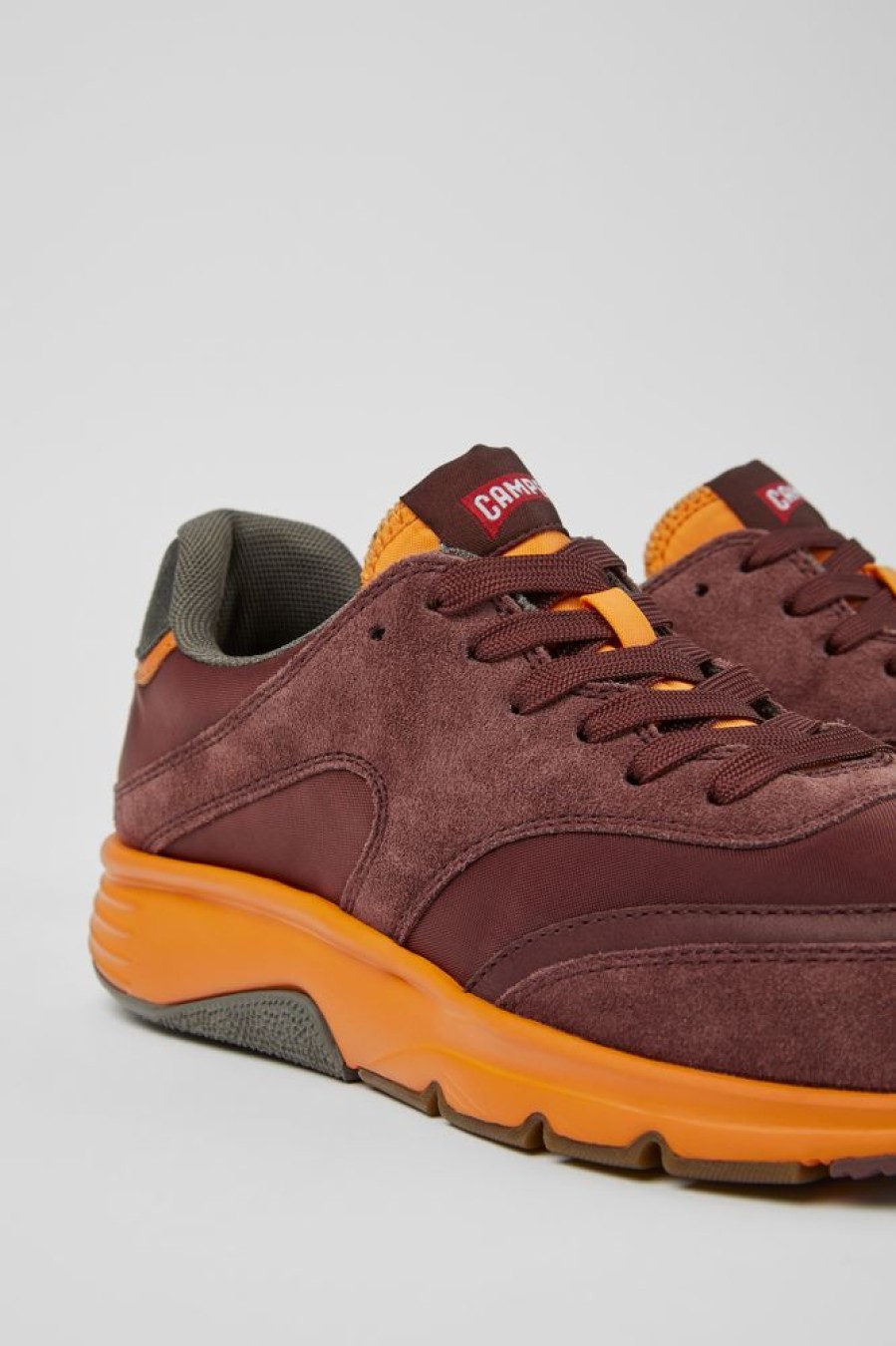 Women CamperLab Sneakers | Burgundy And Orange Textile And Nubuck Sneakers For Women