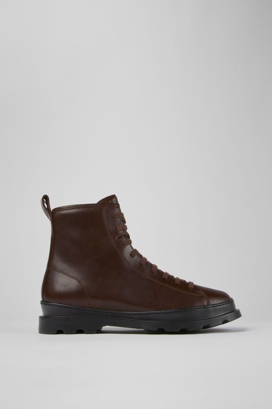 Men CamperLab Ankle Boots | Burgundy Medium Lace Boot For Men