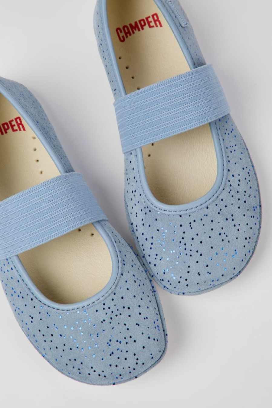 Kids CamperLab Ballerinas | Blue Nubuck Ballerinas For Kids