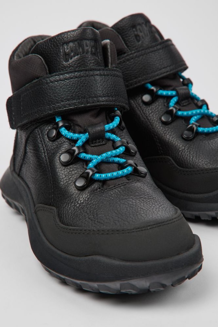 Kids CamperLab Sneakers | Black Leather And Textile Ankle Boots For Kids