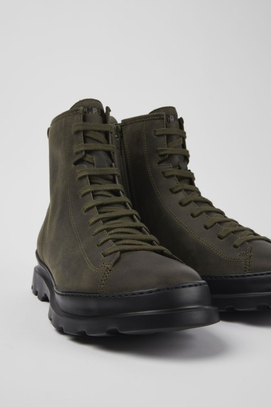 Men CamperLab Ankle Boots | Green Medium Lace Boot For Men