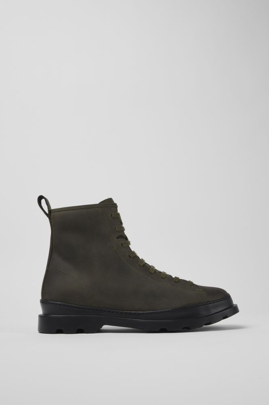 Men CamperLab Ankle Boots | Green Medium Lace Boot For Men