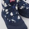 Kids CamperLab Sneakers | Blue And White Textile Ankle Boots For Kids