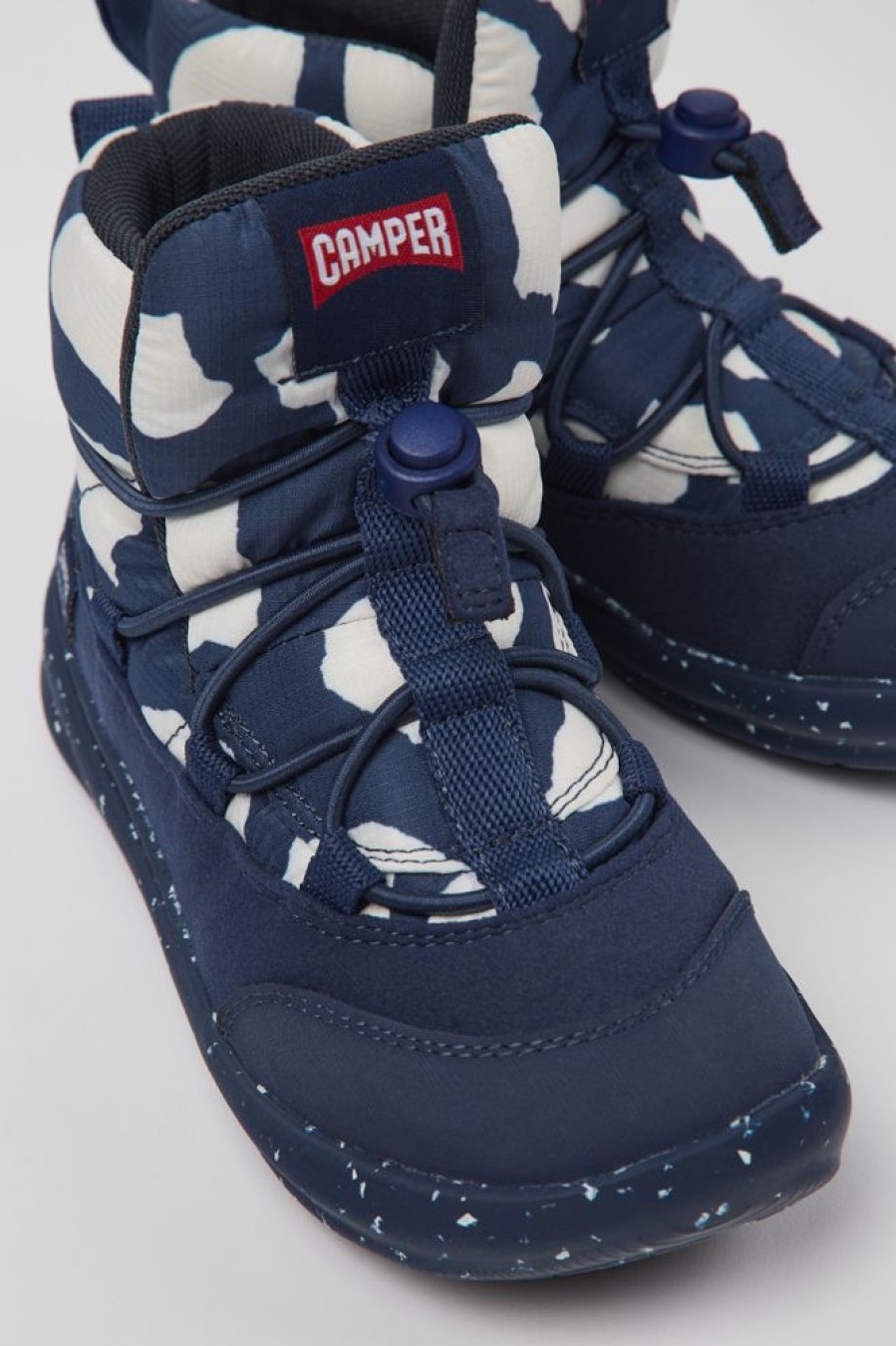 Kids CamperLab Sneakers | Blue And White Textile Ankle Boots For Kids