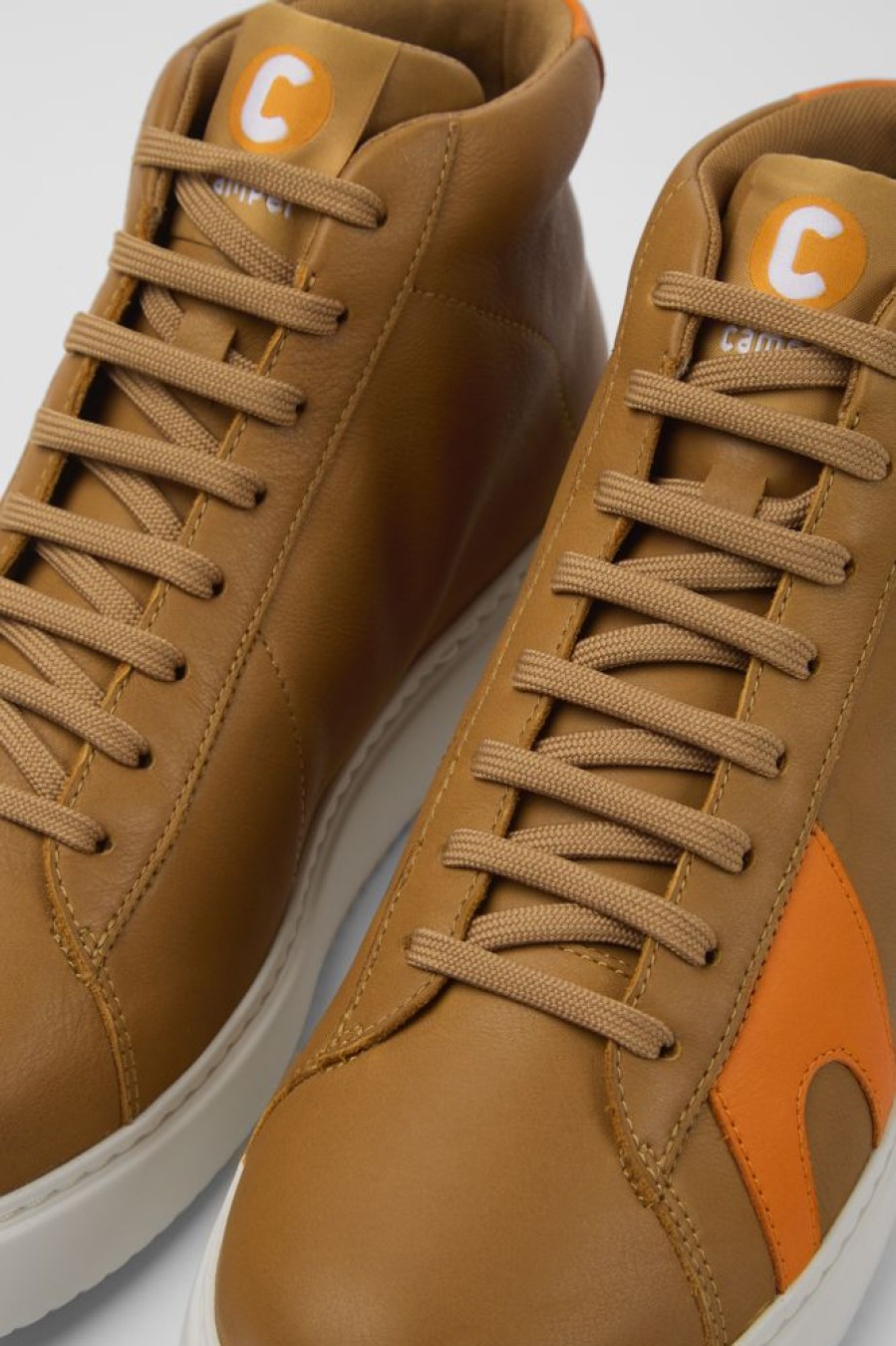 Men CamperLab Sneakers | Brown And Orange Leather Sneakers