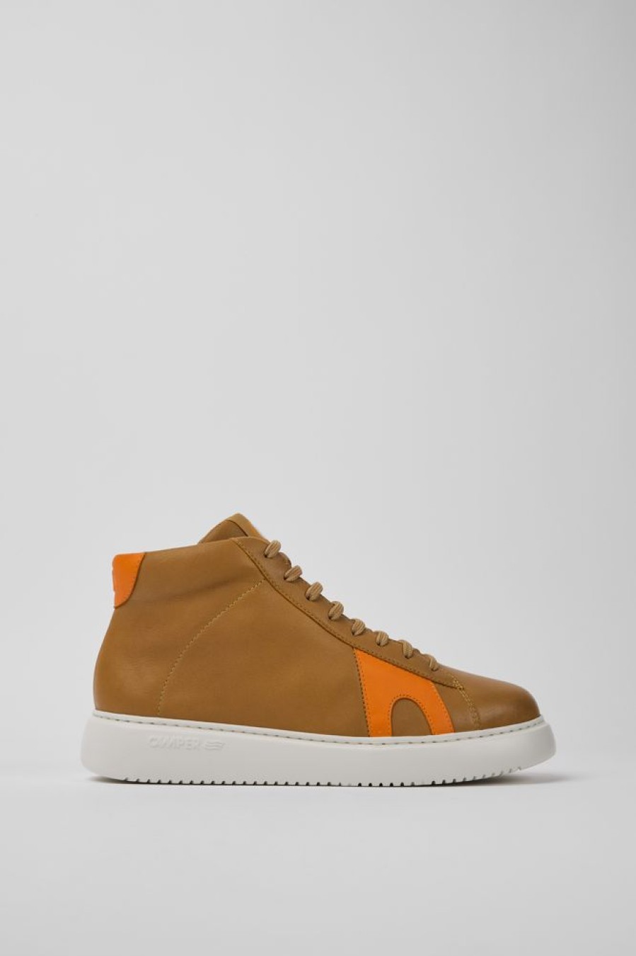 Men CamperLab Sneakers | Brown And Orange Leather Sneakers