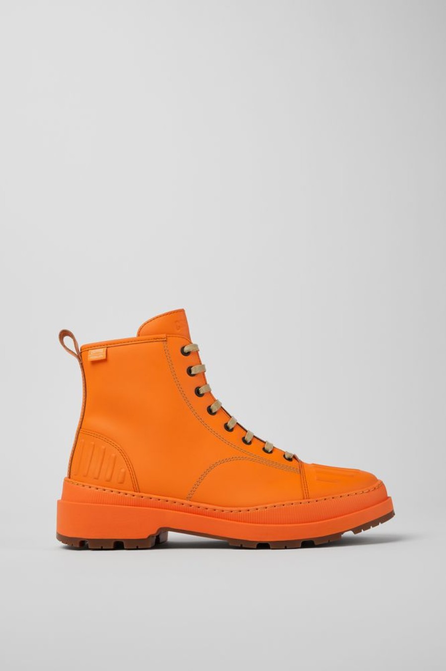 Men CamperLab Formal Shoes | Orange Leather Ankle Boots For Men