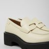 Women CamperLab Formal Shoes | White Leather Loafers For Women