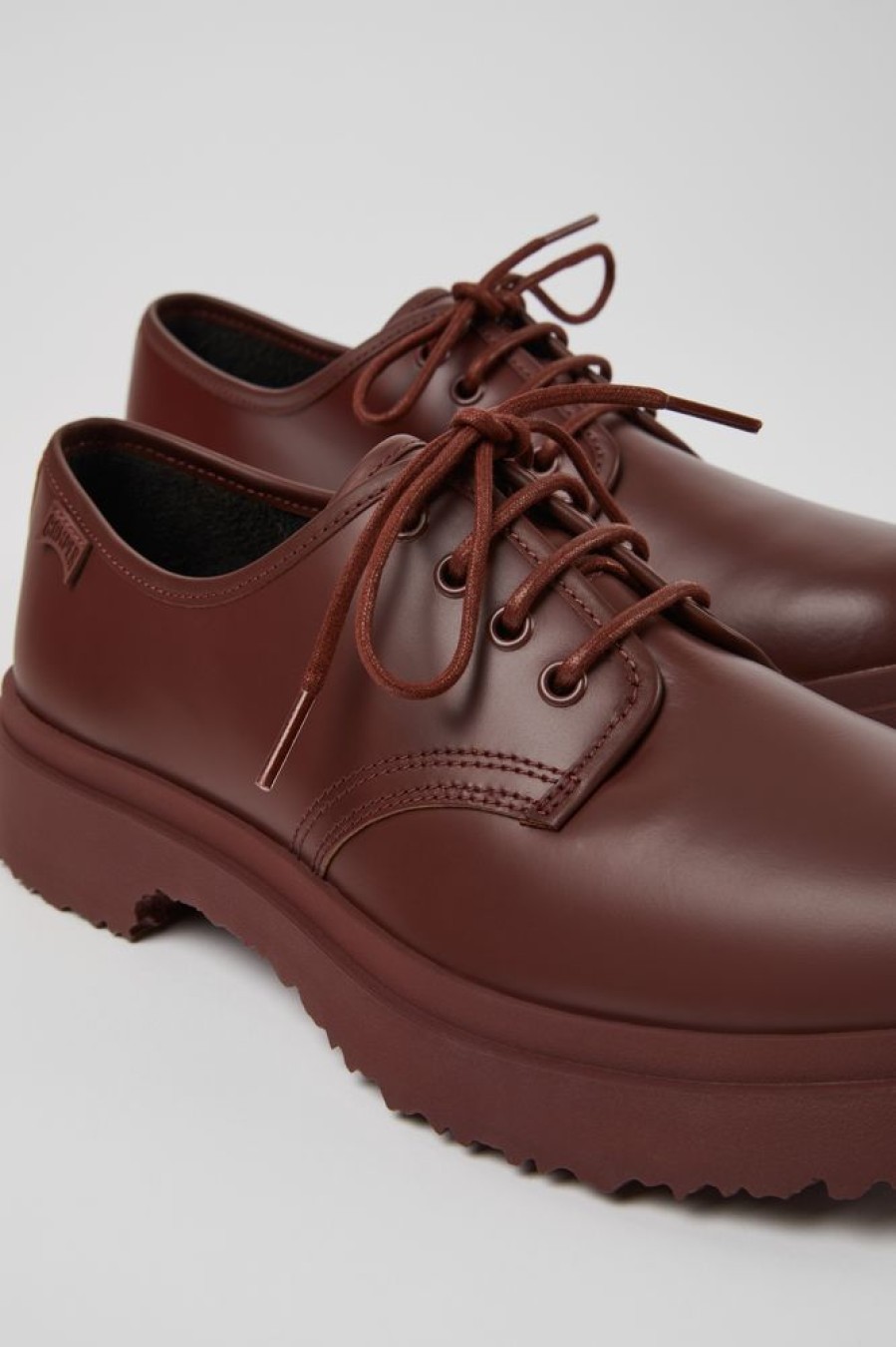 Men CamperLab Formal Shoes | Burgundy Leather Lace-Up Shoes For Men