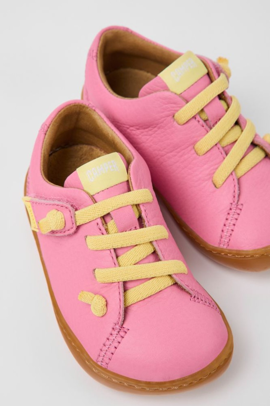 Kids CamperLab Hook And Loop | Pink Leather Shoes For Kids