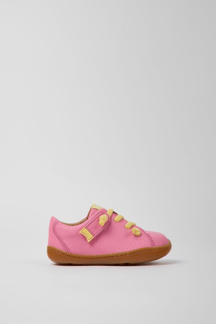 Kids CamperLab Hook And Loop | Pink Leather Shoes For Kids