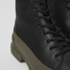 Men CamperLab Formal Shoes | Black And Green Leather Ankle Boots For Men