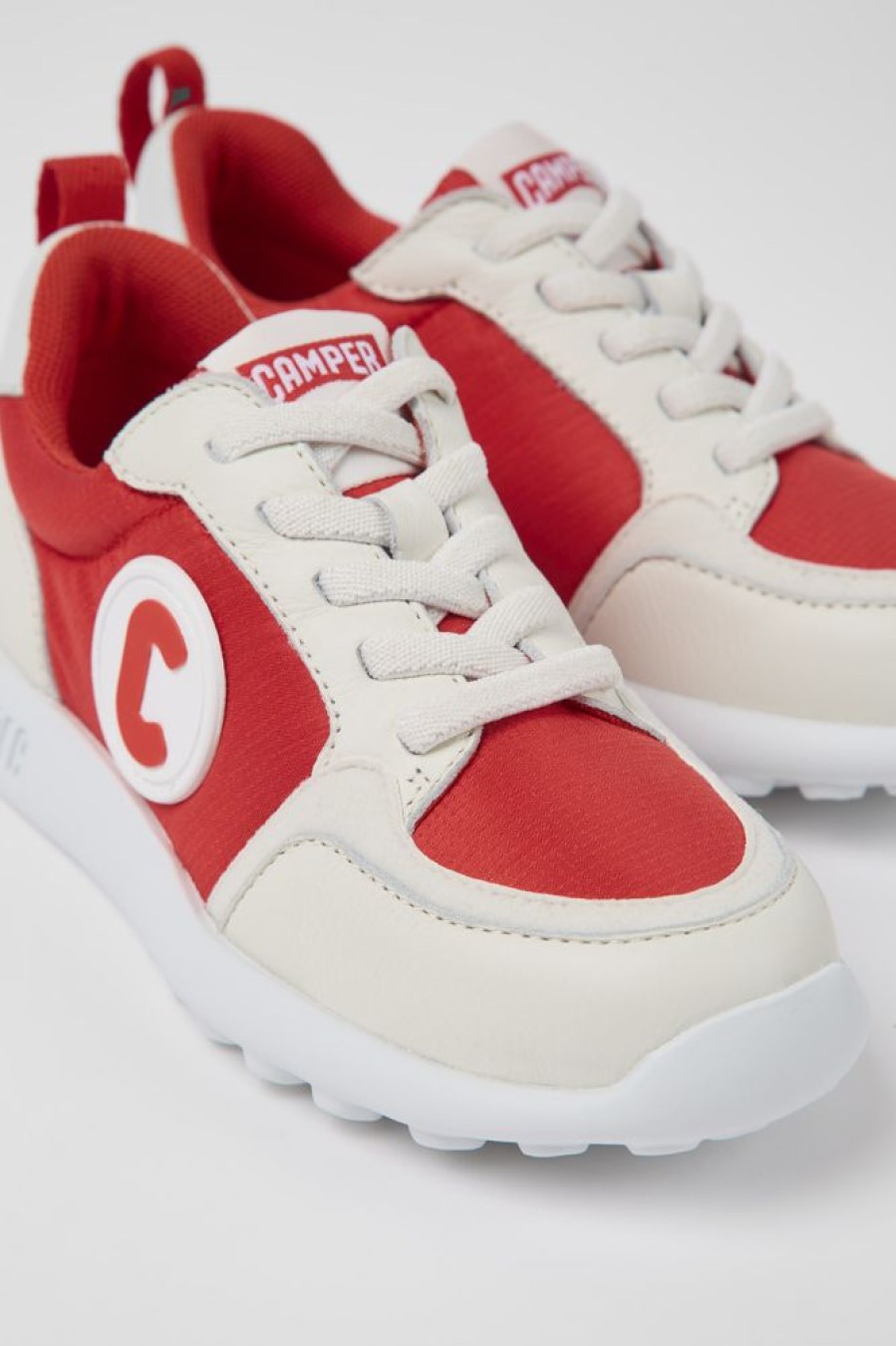 Kids CamperLab Sneakers | Red And White Textile And Leather Sneakers For Kids