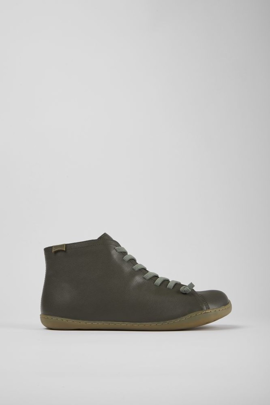 Men CamperLab Casual Shoes | Green-Gray Leather Ankle Boots For Men