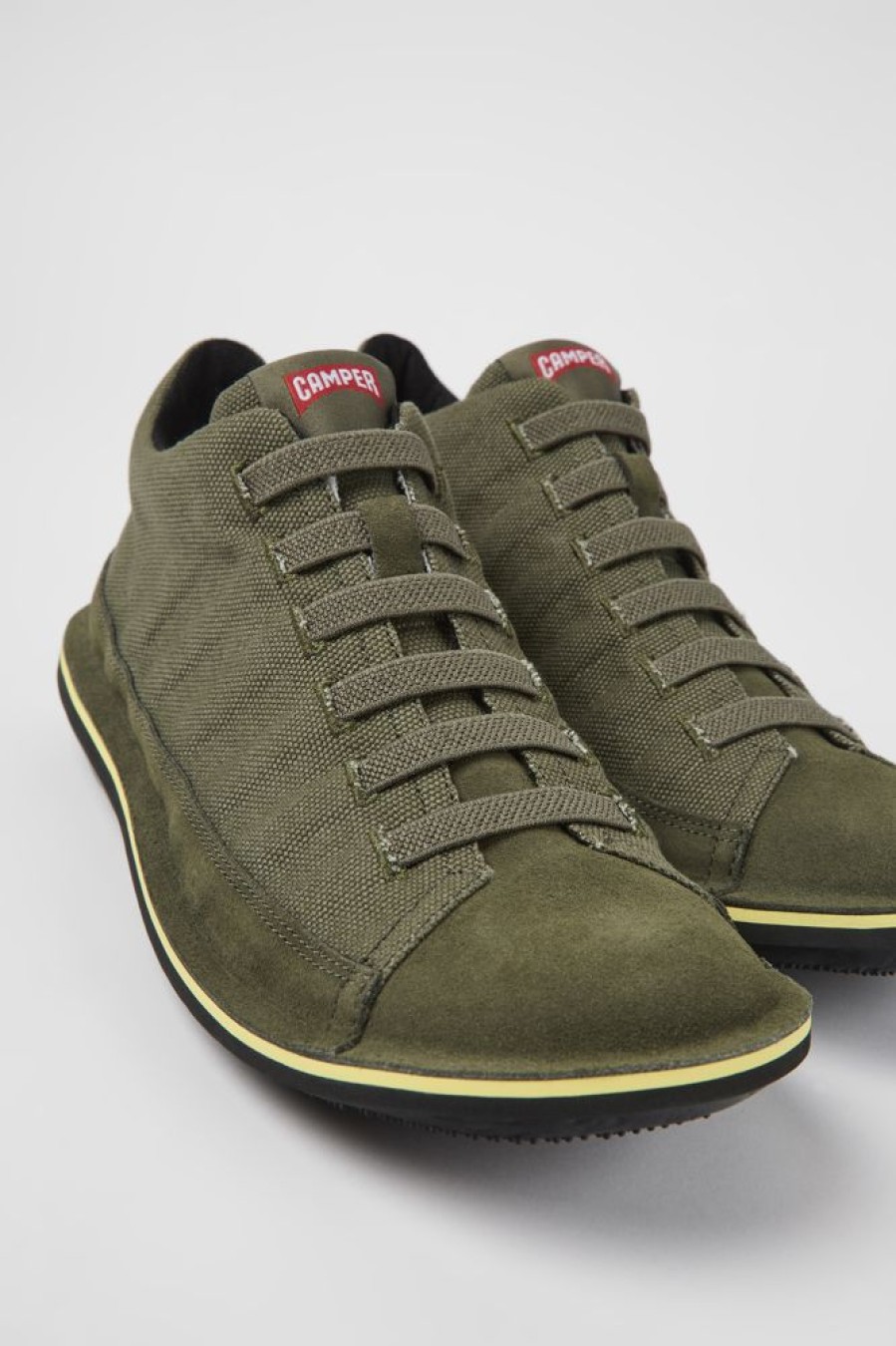 Men CamperLab Casual Shoes | Green Textile And Nubuck Shoes For Men