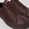 Men CamperLab Casual Shoes | Burgundy Leather Sneakers For Men