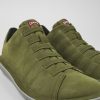 Men CamperLab Casual Shoes | Green Nubuck Low Sneaker For Men