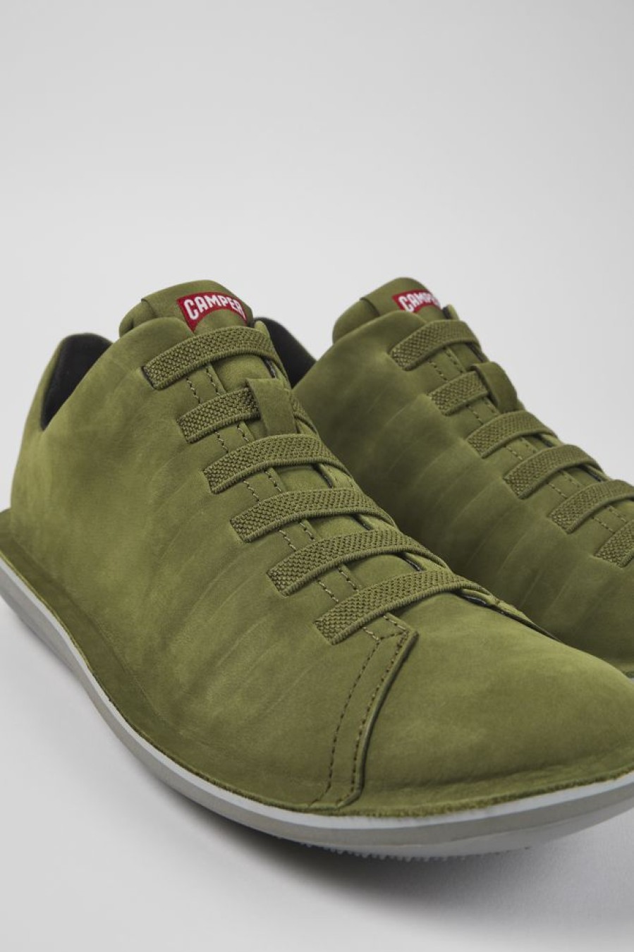 Men CamperLab Casual Shoes | Green Nubuck Low Sneaker For Men