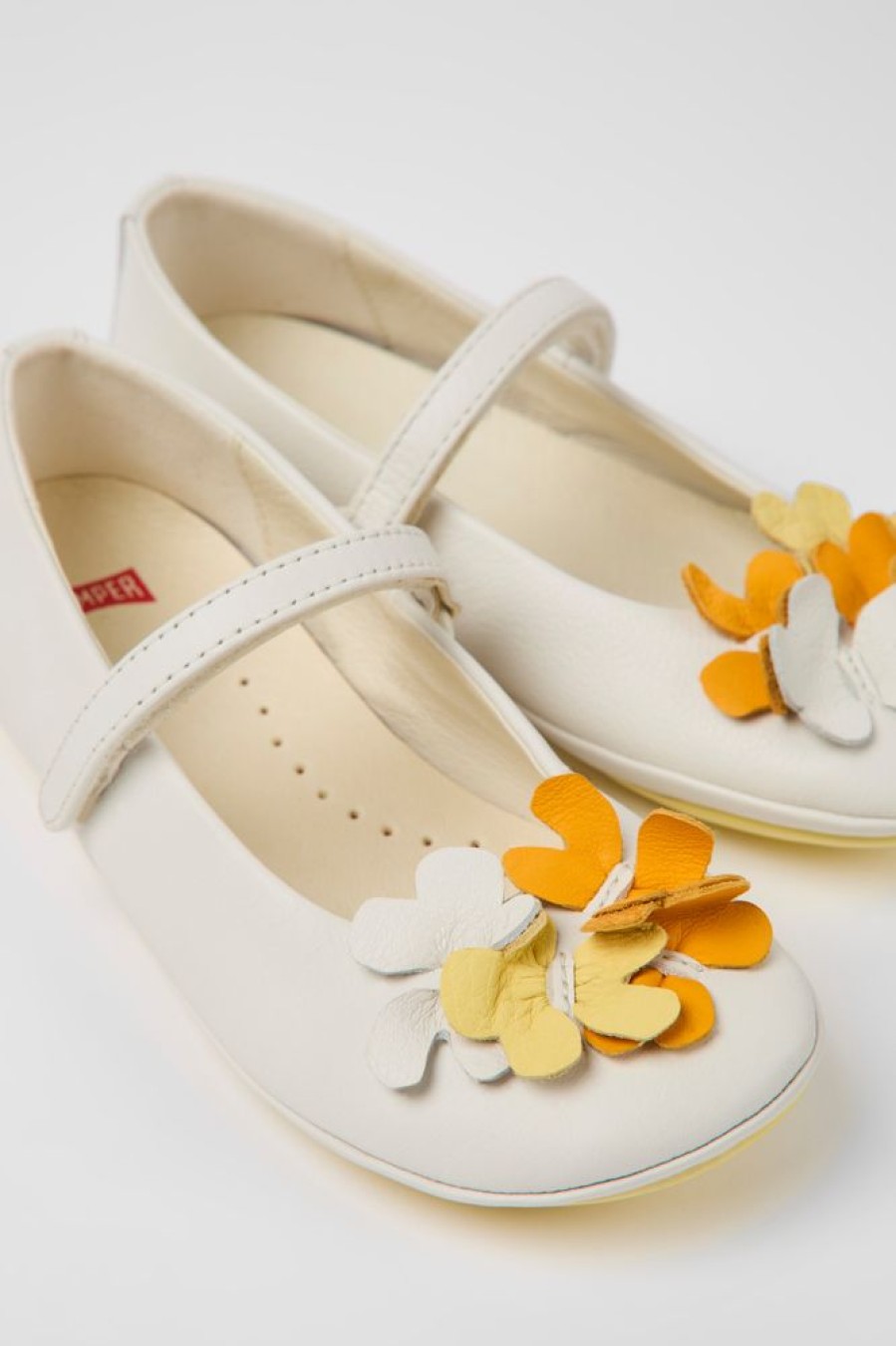 Kids CamperLab Ballerinas | White Leather Ballerinas For Kids